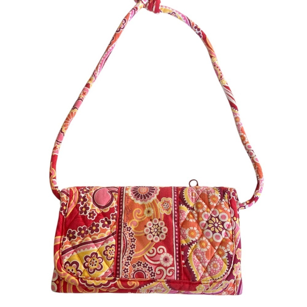 Vera Bradley Raspberry Saddle Up Paisley Floral Crossbody Purse Wallet